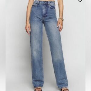 Reformation Teigan High Cigarette Jean in Aegean Wash. size 25
